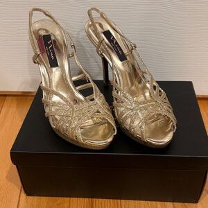 Nina Glittering Gold Strappy Heels